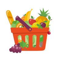 Vector shopping basket in flat style