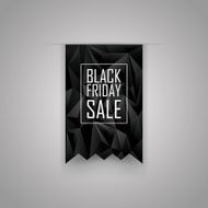 Black friday sale low poly ribbon element Polygonal geometric 3d