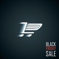 Black friday sale vector Shopping cart illustration with movement effect