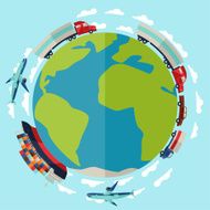 Freight cargo transport background in flat design style N2