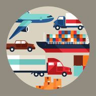 Freight cargo transport background in flat design style N3
