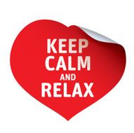 Red heart and sticker KEEP CALM AND RELAX N2