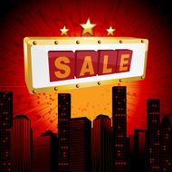 Sale sign over abstract cityscape