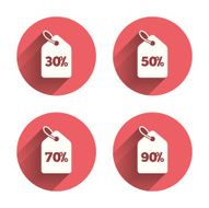 Sale price tag icons Discount symbols N35