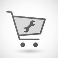 Shopping cart icon with a monkey wrench