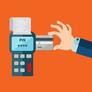 Hand inserting credit card to a POS terminal