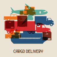 Freight cargo transport icons background in flat design style N3