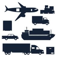 Freight cargo transport icons set in flat design style