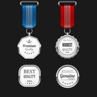 silver metal badges vector