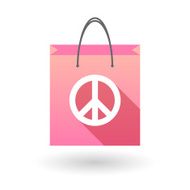 Pink shopping bag icon with a peace sign