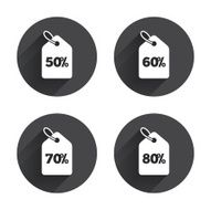 Sale price tag icons Discount symbols N39