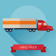 Cargo truck icon on background in flat design style