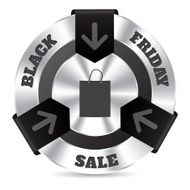 Black friday badge with shopping bag