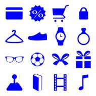 Shopping Icons Set Blue N2