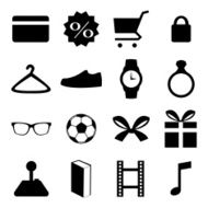 Shopping Icons Set Black N2