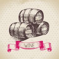 Wine vintage background Hand drawn sketch illustration