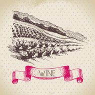 Wine vintage background Hand drawn sketch illustration N2