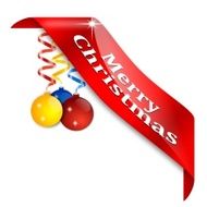 Red corner with the words &quot;merry christmas&quot;