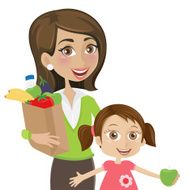 Mother and daughter shopping healthy food N2