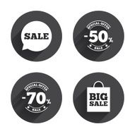 Sale speech bubble icon Big sale shopping bag N19