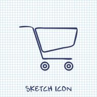 Vector sketch icon of shopping cart