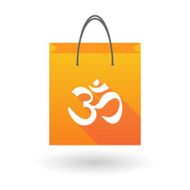 Orange shopping bag icon with an om sign