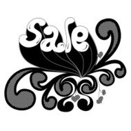 Black and white design with "Sale" text