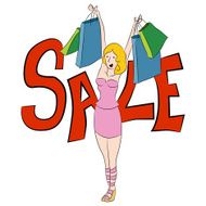 Female Shopping Bag Sale Cartoon