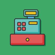 Cash register color line icon
