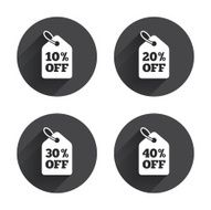 Sale price tag icons Discount symbols N40