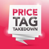 PRICE-TAG TAKEDOWN poster design element