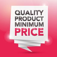 QUALITY PRODUCT MINIMUM PRICE poster design element