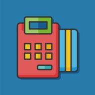 Credit card machine color line icon