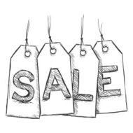 Vector Sketch Sales Tags with Letters S A L E N2