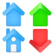 rounded house 3D icon set isolated
