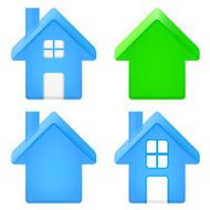 round house 3D icon set isolated