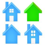 sharp house 3D icon set isolated