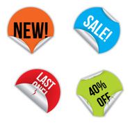 Various stickers with discounts