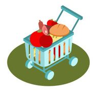 Supermarket basket isometric icon