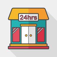 Building convenient store flat icon with long shadow eps10 N5