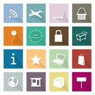 Collection of 16 Online Shopping Item Icons Banner