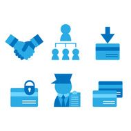 Credit card business partnerships flat icons set