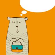 Cute bear with bag in his paws dreams of shopping N2