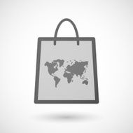 Shopping bag icon with a world map