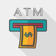 atm flat icon with long shadow N5
