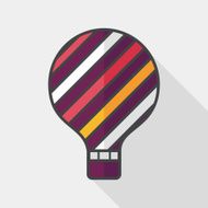 Hot Air Balloon flat icon with long shadow N34