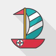 Sailboat flat icon with long shadow eps10 N9