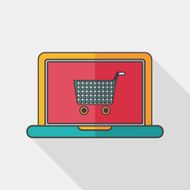 online shopping flat icon with long shadow eps10 N18