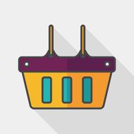 shopping basket flat icon with long shadow eps10 N6