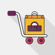 shopping handling trolley flat icon with long shadow eps10